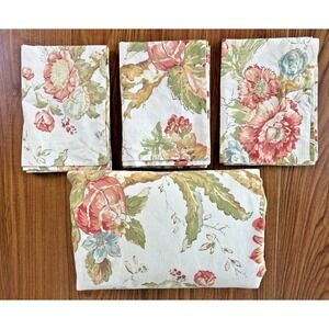 Pottery Barn Katherine Botanical King Peony Cotton Duvet Cover Floral +3 SHAMS!